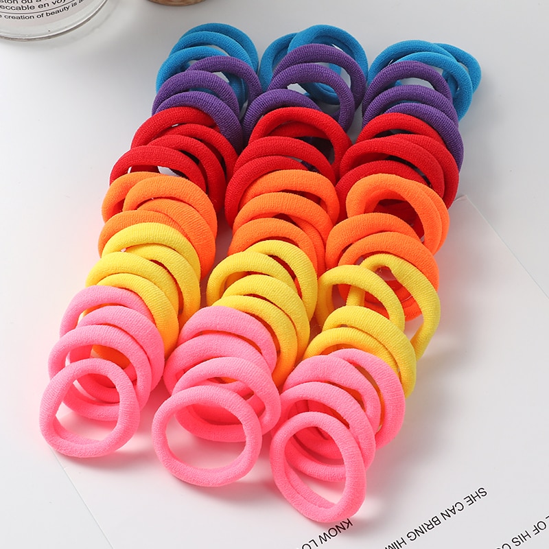 Solid Color Ponytail Holder 50 pcs Set